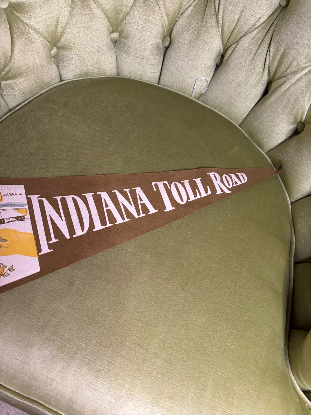 Vintage 1960's Indiana Toll Road Landmarks Felt Pennant Travel Flag 26" - Picture 4 of 7